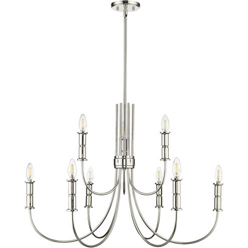 Potiss 9 Light 34 inch Polished Nickel Chandelier Ceiling Light